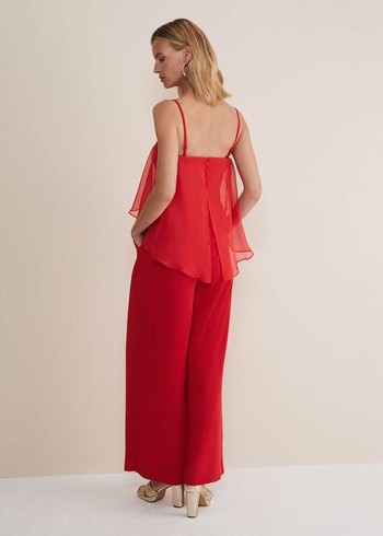 Phase Eight Anna Red Wide Leg Jumpsuit Red USA | 9845073-FZ